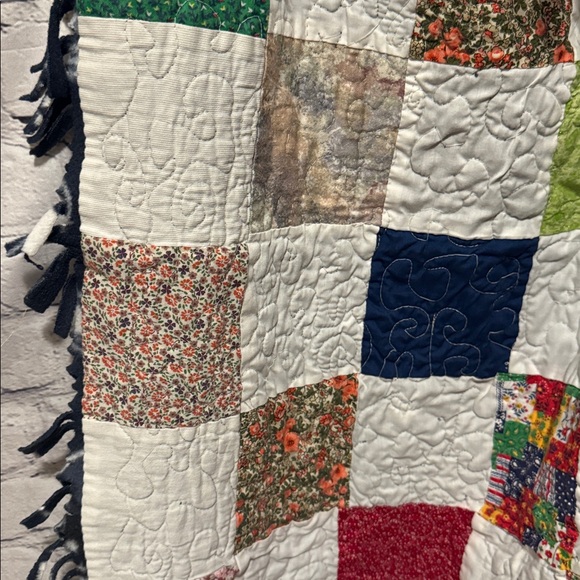 Crib Quilted Seahawks Fringe Fleece Blanket Homemade, car seat, lap. Chair - Picture 2 of 5